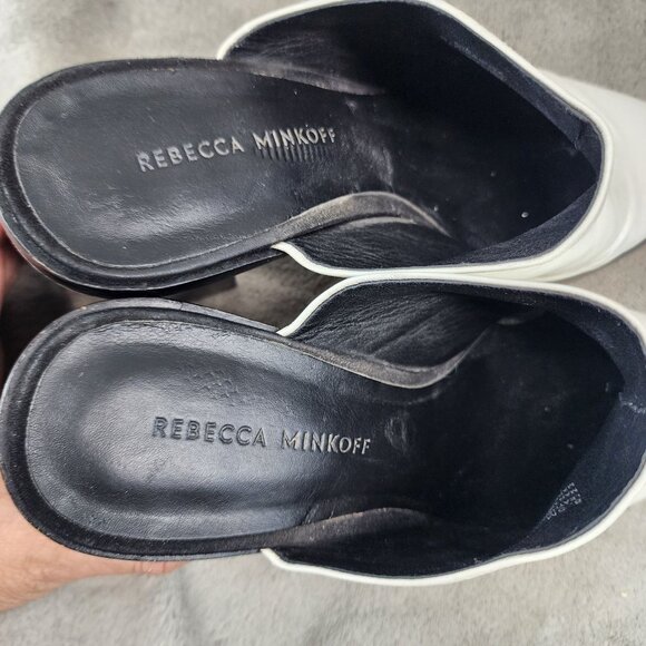 Rebecca Minkoff Shoes Womens Size 8.5 White Leather Slip On Mules *Read* - Picture 10 of 14